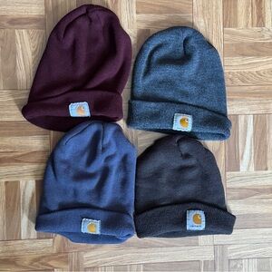 Carhartt Four-Pack Cuffed Beanies - Burgundy, Gray, Navy, Black